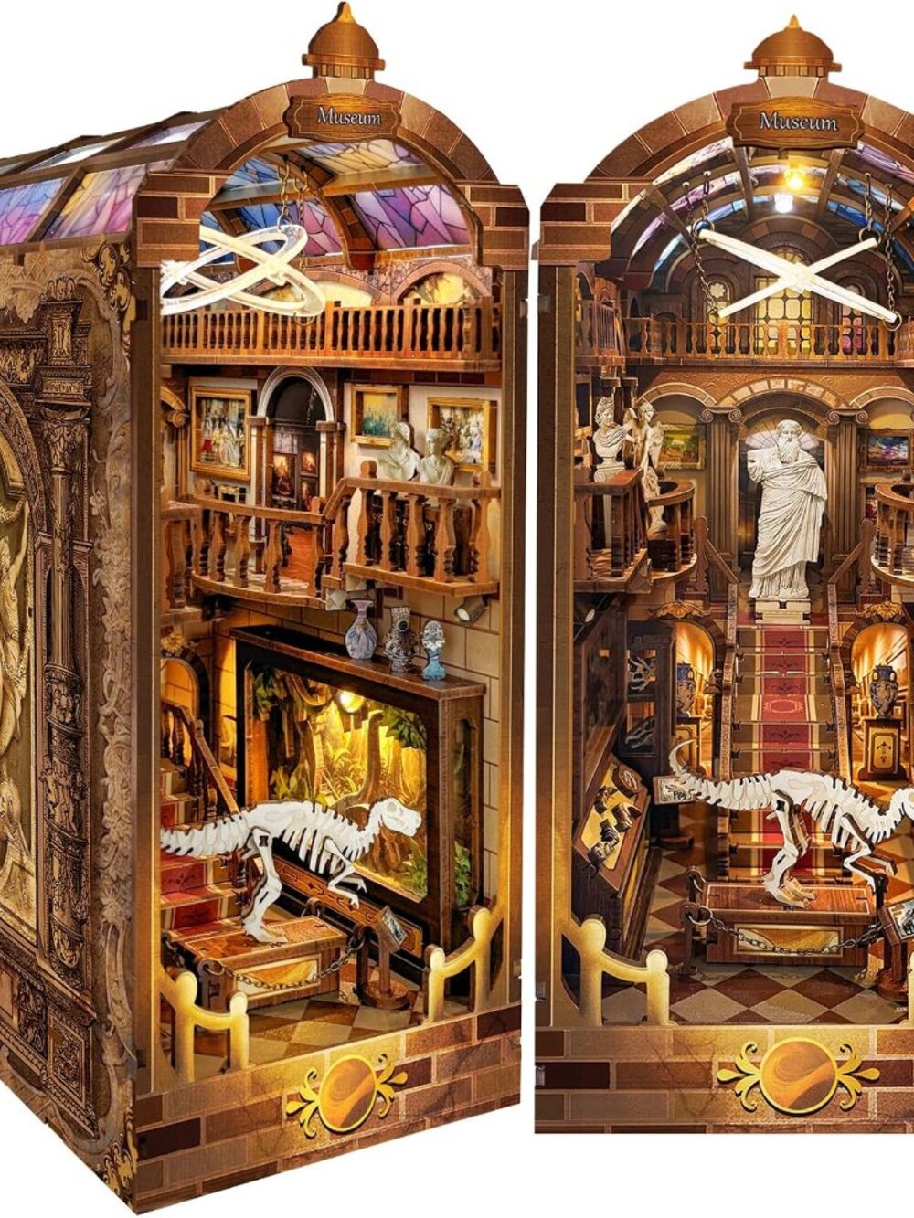 DIY 3D Wooden Puzzle Book Nook Dollhouse Booknook with LED Light